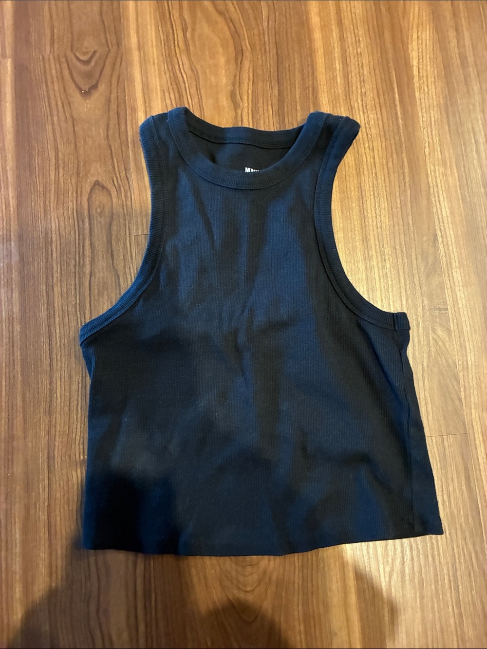 Anthropologie Black Ribbed Cropped Tank